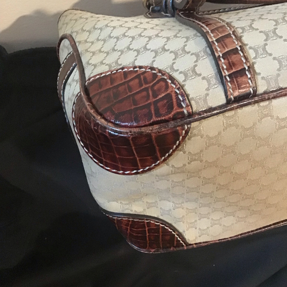 Vtg w/ COA Céline Brown Macadam Beige Dark Brown Leather - Picture 12 of 12